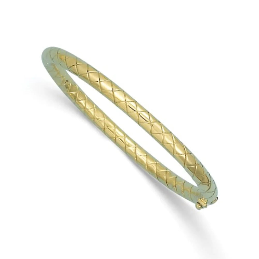 Hinged Gold Bangle Auriga 14k and Polished 5mm Men for Yellow Grooved