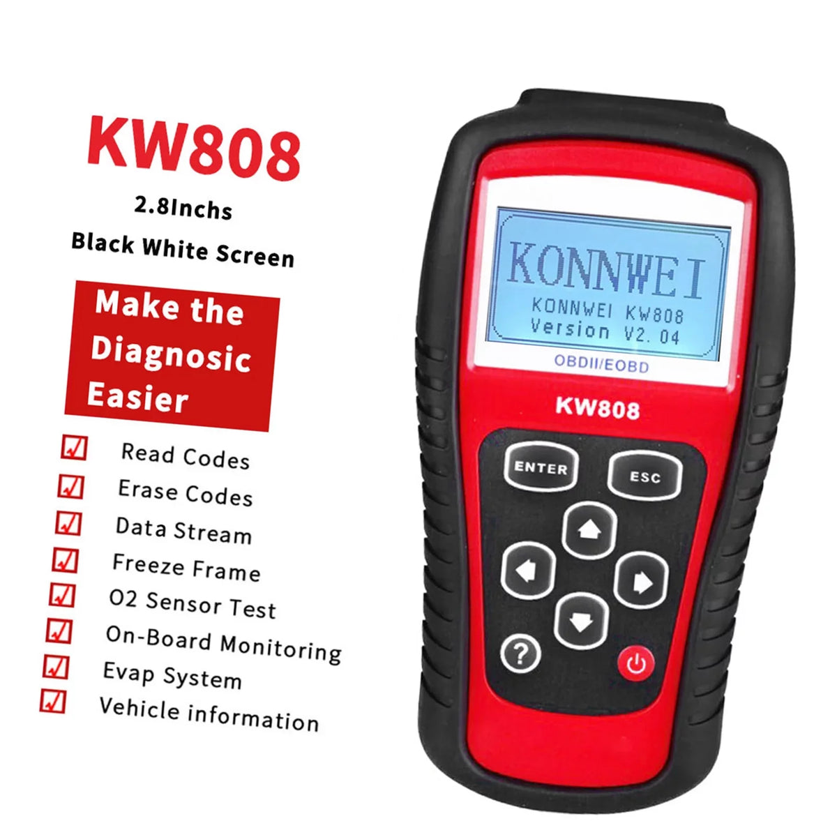 Scanner Effective Auto Decoder and Scanner for Cars KONNWEI OBDII Detection Reader EOBD Diagnostic Code Car / KW808 Troubleshooting