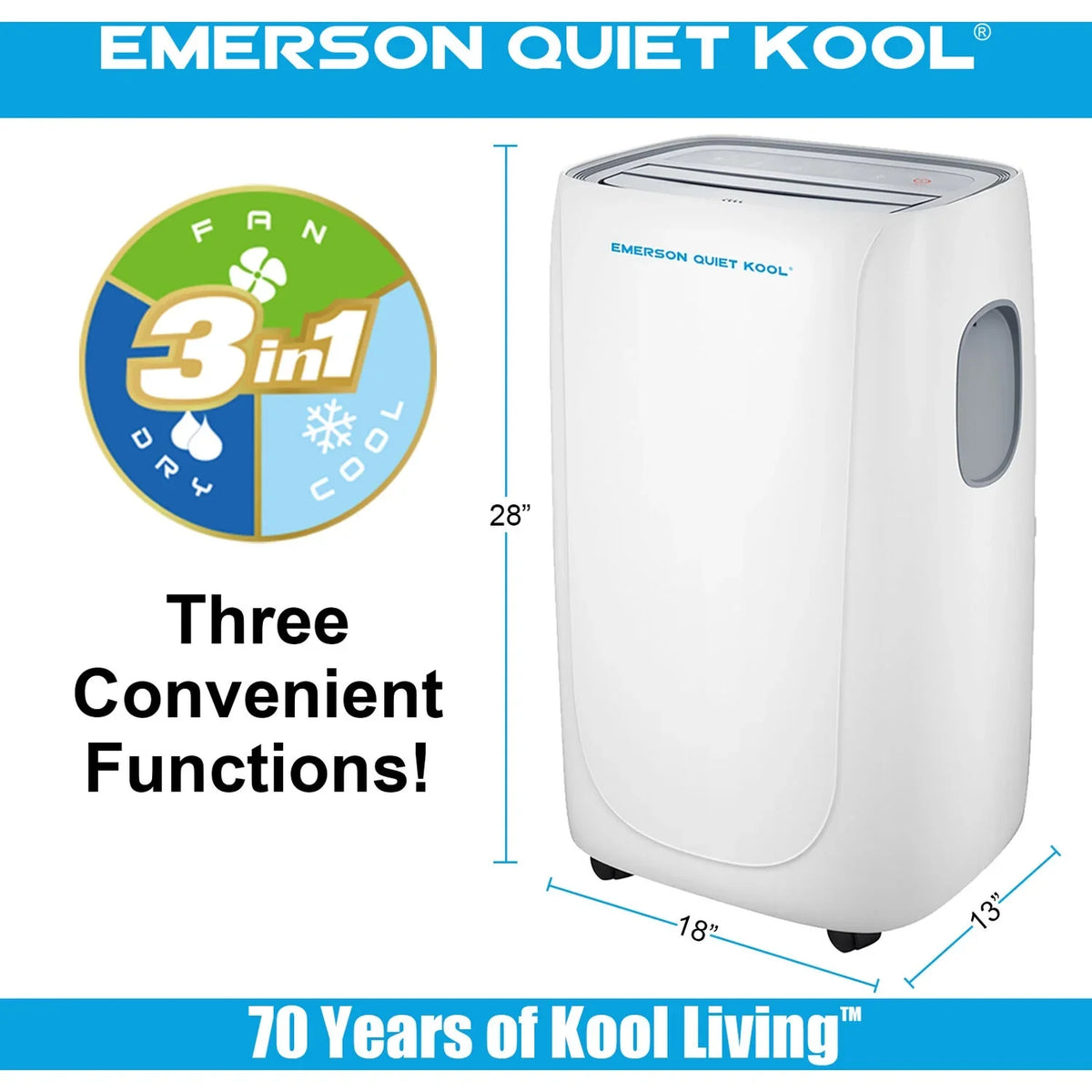 for 300-Sq. Quiet Voice SMART Control Air up Emerson with Portable Remote, Ft. Conditioner and Kool Rooms Wi-Fi, to