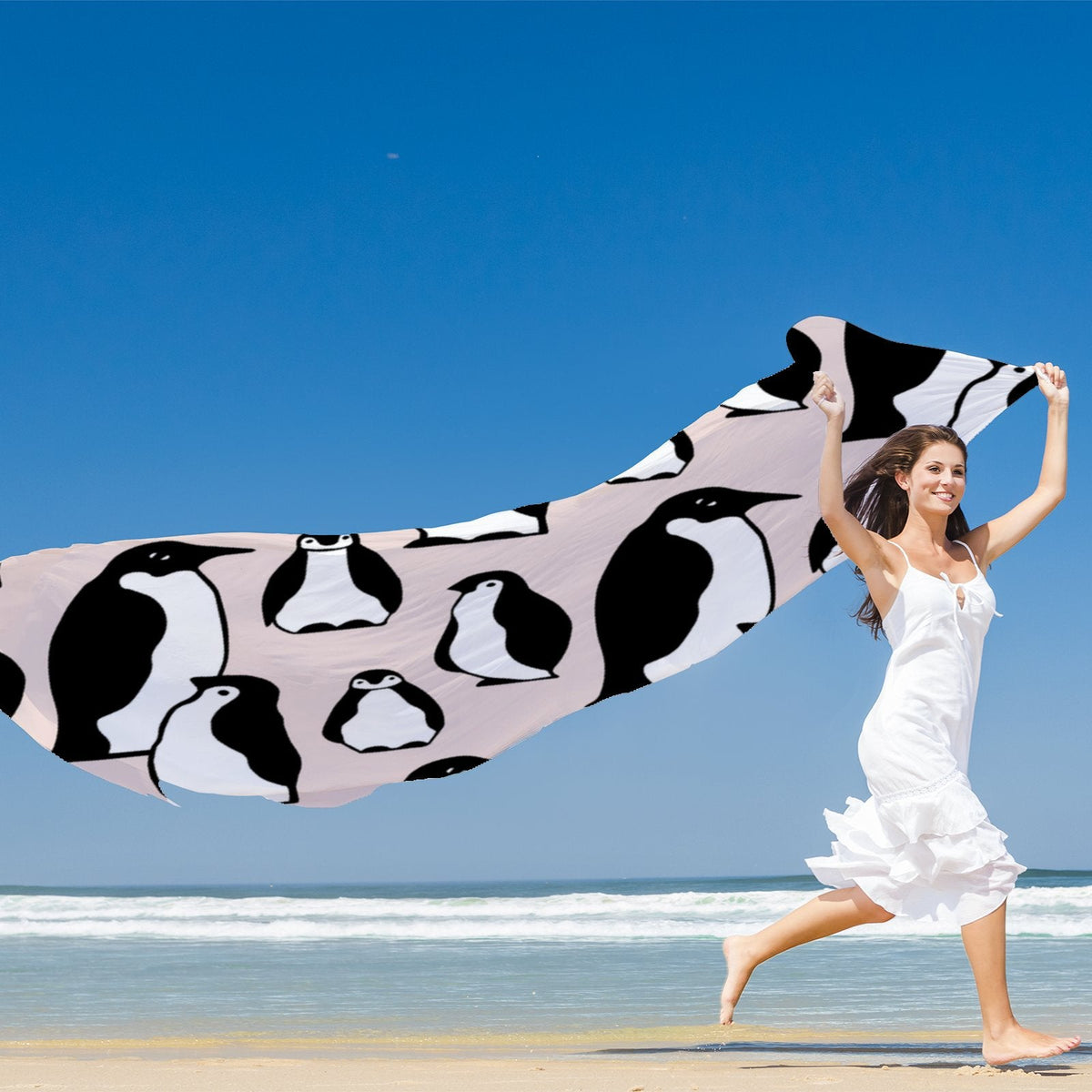 Headscarf Penguins Shawls Gift Women Scarf Neck Large FREEAMG Wraps Silk Sunscreen Wraps Long for Hair Packed Oblong