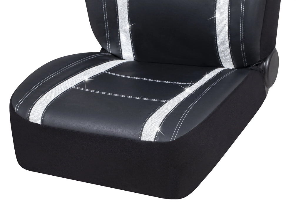 Leather 2102SC035 2 Premium Diamond Seat Car Piece Auto Cover - Fit Drive Black, Checker Universal