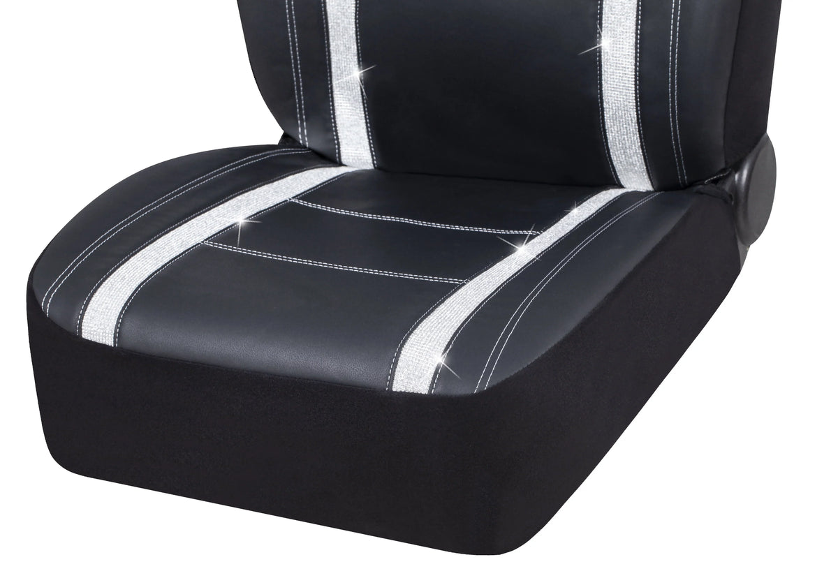 Leather 2102SC035 2 Premium Diamond Seat Car Piece Auto Cover - Fit Drive Black, Checker Universal