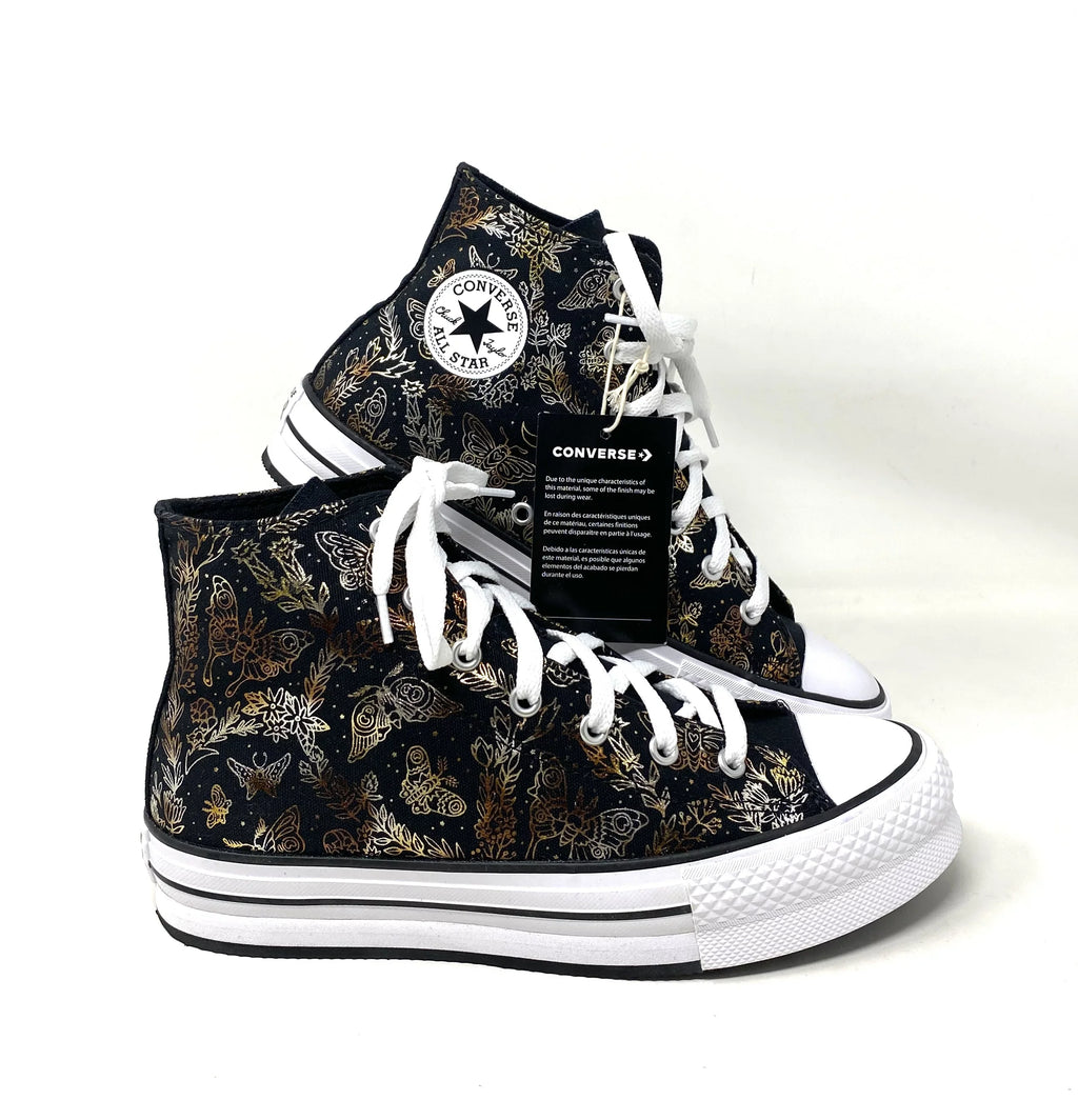 Top Sneakers Converse Women's A01511C Canvas High Kids Black Platform Lift CTAS