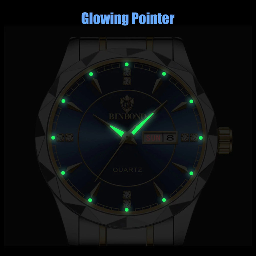 Steel Luxury Quartz Men's Stainless Classic Watch Luminous Waterproof Business