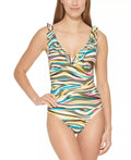 Swimsuit, Tummy-Control DKNY Ruffled 10 US MULTI One-Piece Printed
