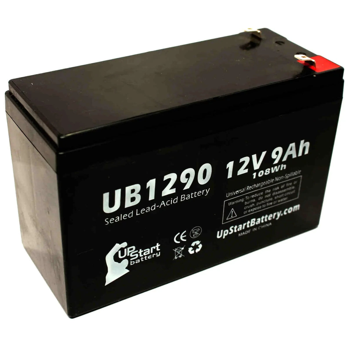 Includes Compatible Battery Adapters - Terminal 9000mAh, F1 - Battery Terminal, to F2 AGM, UB1290 280ES F1 Universal Sealed Pack Acid Opti-ups 4x 8 SLA) (12V, Replacement - Lead 9Ah,