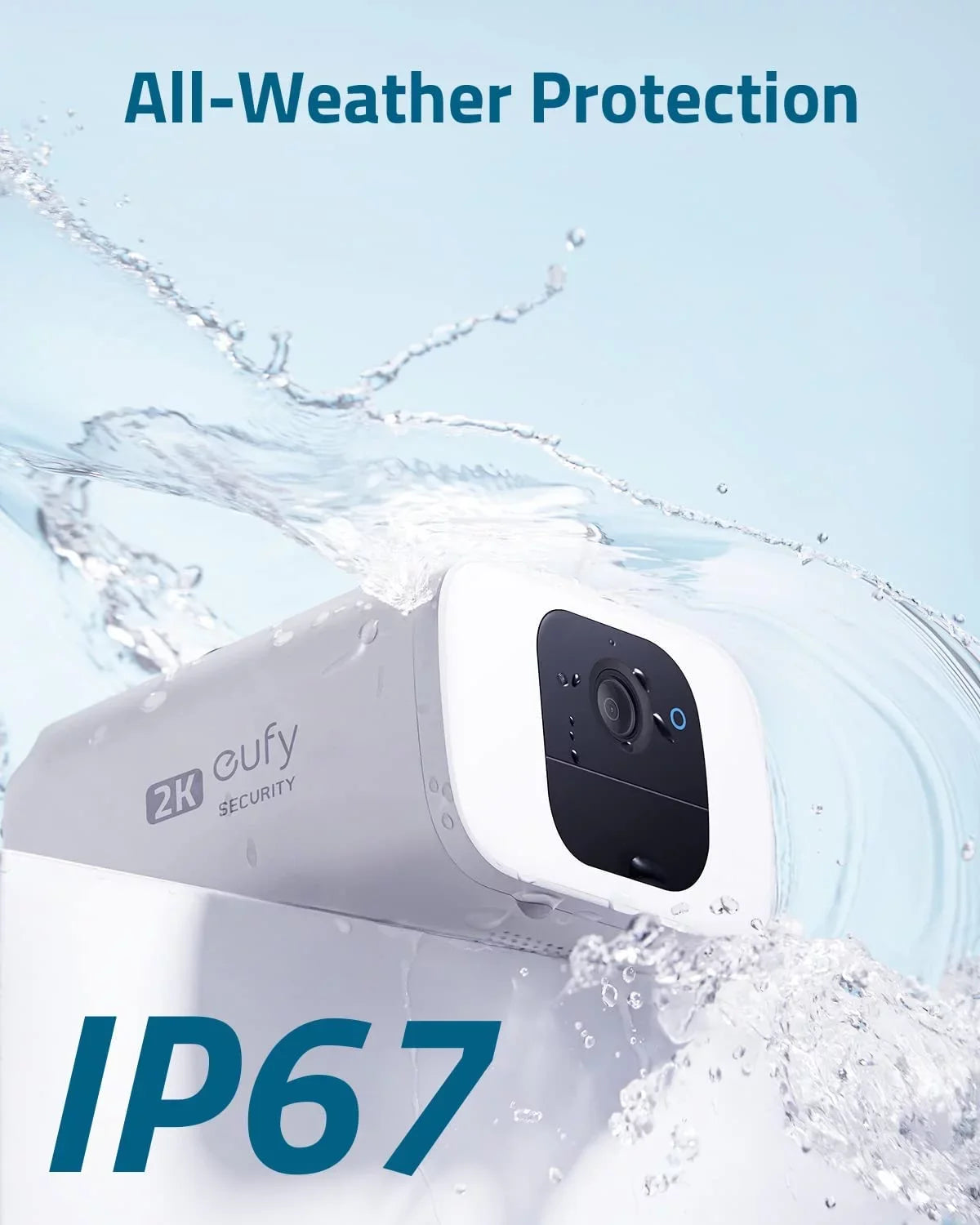 Security Camera, eufy Wireless Anker Camera, Resolution 2K exterior Security Solar