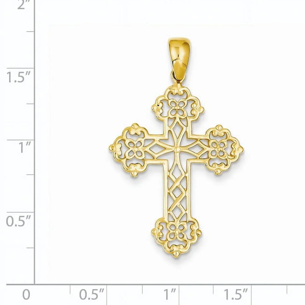 Cross Beautiful Pendant Budded 14K Lacey