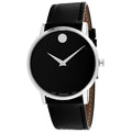 Leather Men's Movado Museum 40mm Black Classic 0607269 Tone Watch Silver Dial