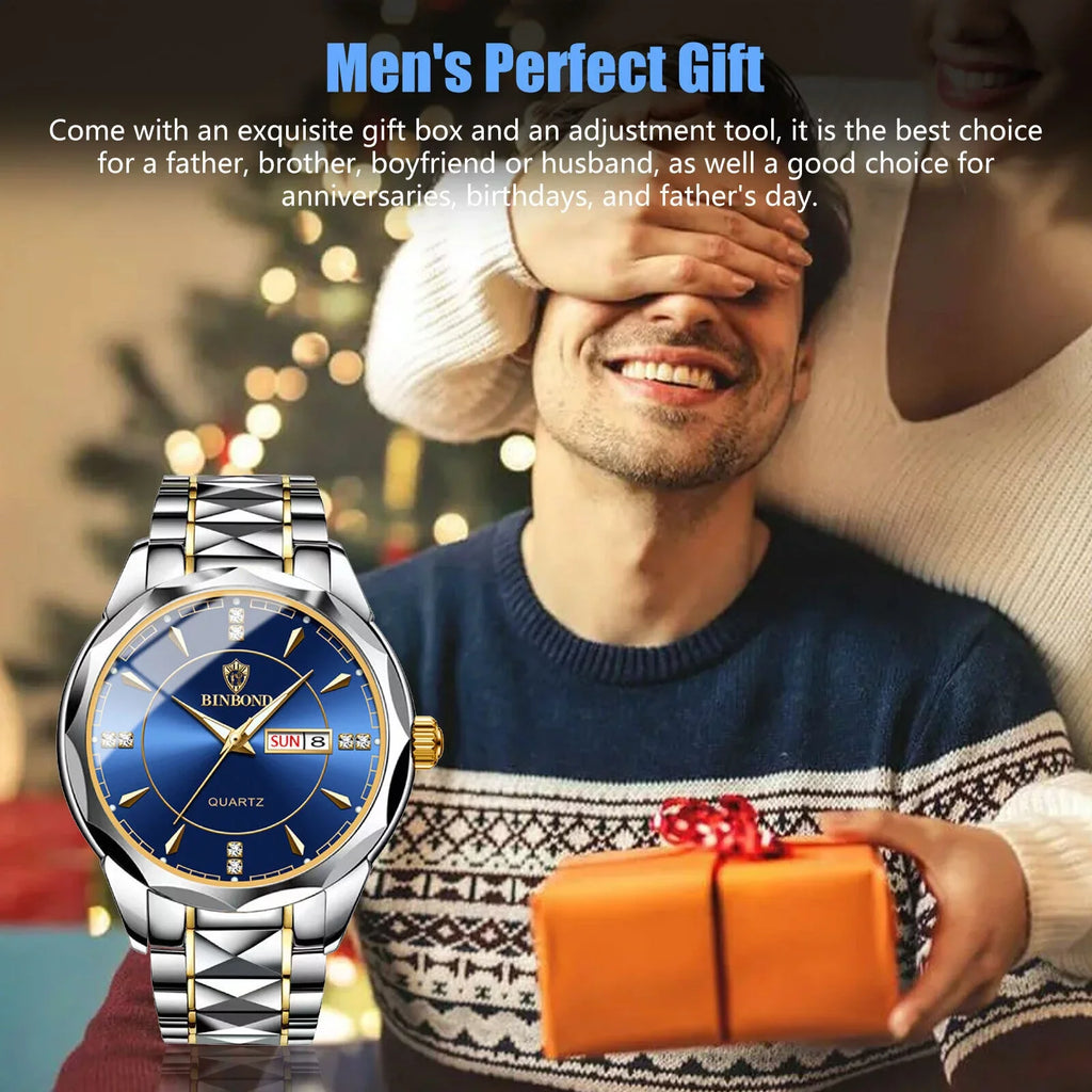 Steel Luxury Quartz Men's Stainless Classic Watch Luminous Waterproof Business