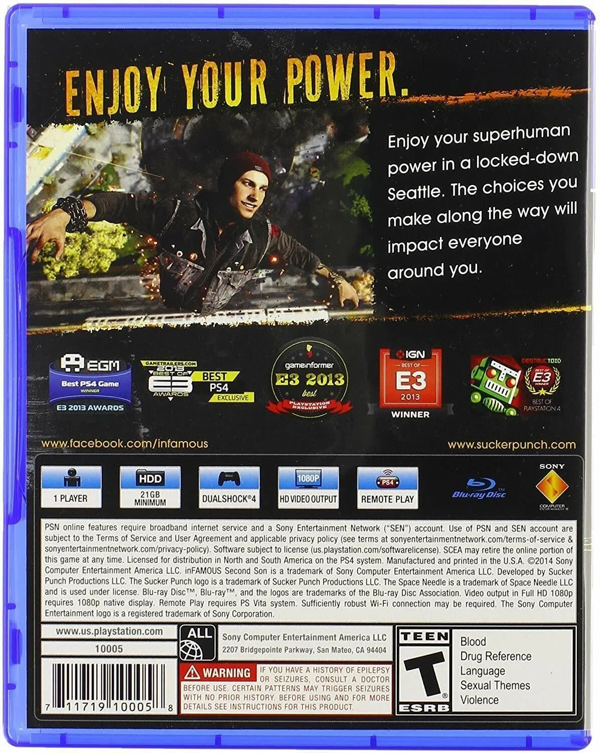 Classic] - Playstation NEW Free 4 Second inFAMOUS: [NTSC PS4 Region Son
