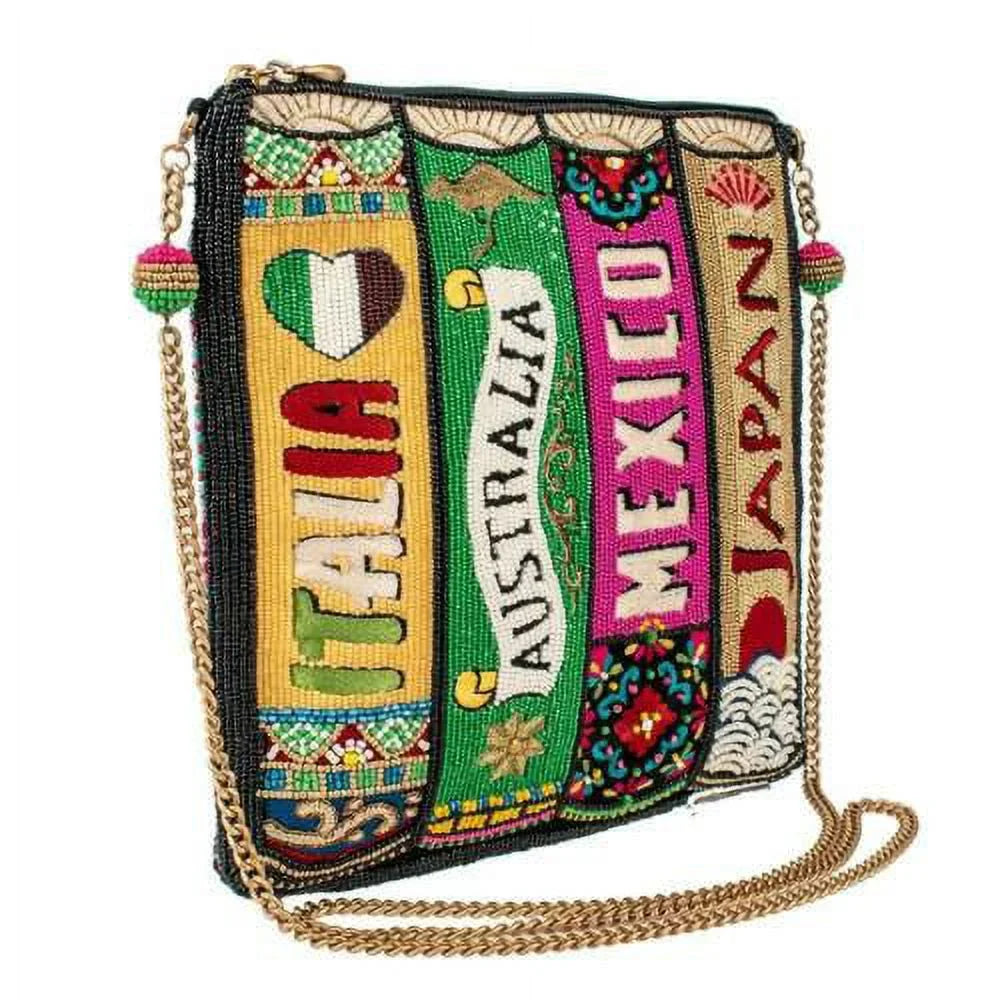 Traveled Spring Mary NEW Well BAG Black Frances Books Crossbody Beaded Handbag
