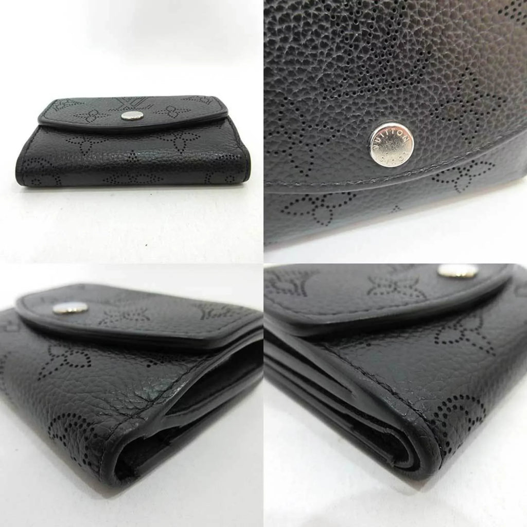 Monogram (Good) LOUISVUITTON Women's M67498 Mini Ilysse Wallet Black XS Pre-Owned Portofeu Mahina Trifold Noir