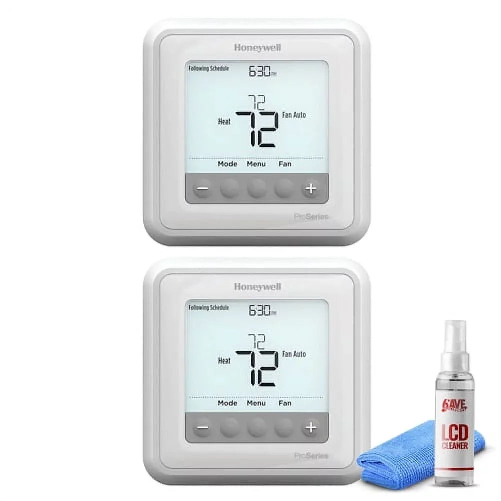 '+ Pro Honeywell T6 Thermostat TH6210U2001/U LCD 2-Pack Programmable Cleaner