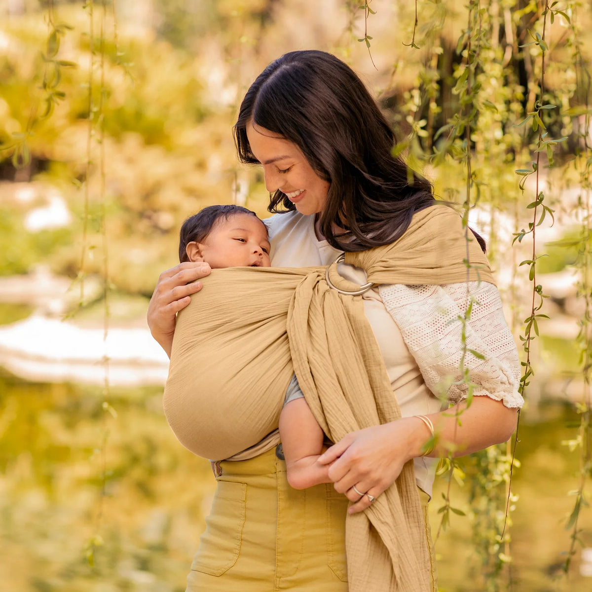 Sling Baby Moby Wrap Saffron in Ring Carrier