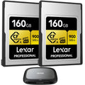 Type R900/W800 A/SD Memory with 3.2 Lexar Pro USB Gen Card, A 160GB Professional Type 2x2 Gold Reader CFexpress Lexar Bundle CFexpress (2-Pack)
