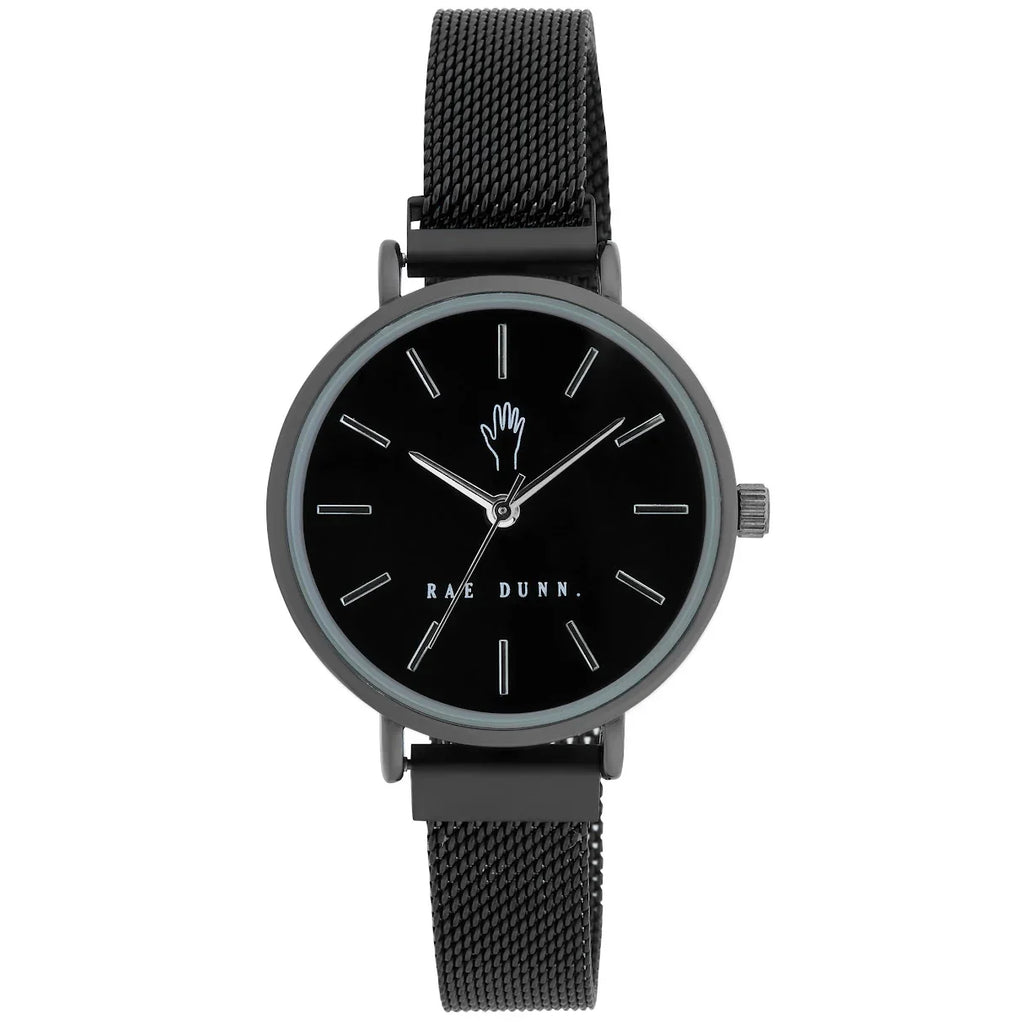 Magnetic Black Women's Face Rae ROBIN Clasp Dunn Sleek 33mm Mesh Watch Round