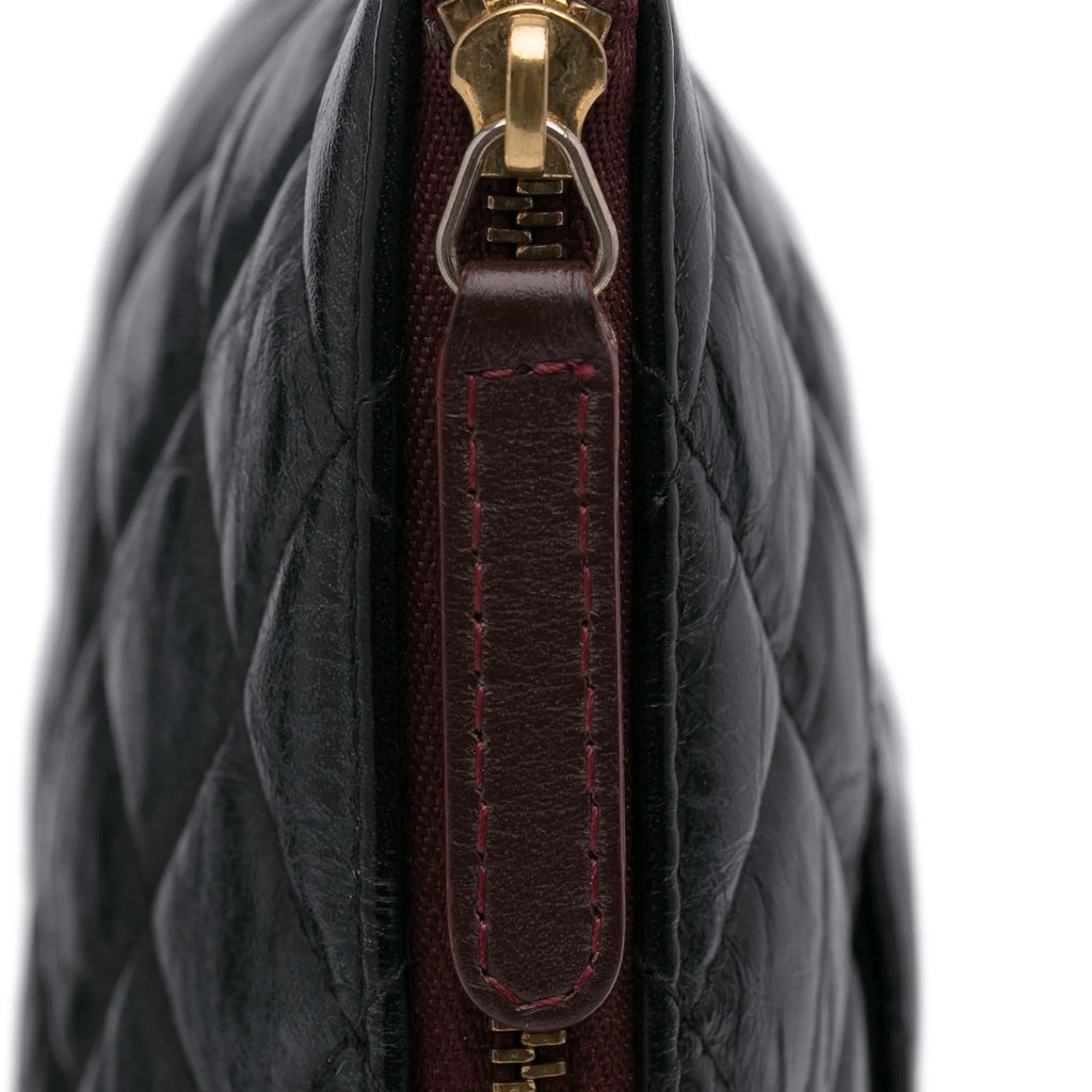 (Good) O Pre-Owned Leather Authenticated Pouch Case Lambskin Unisex Black Reissue