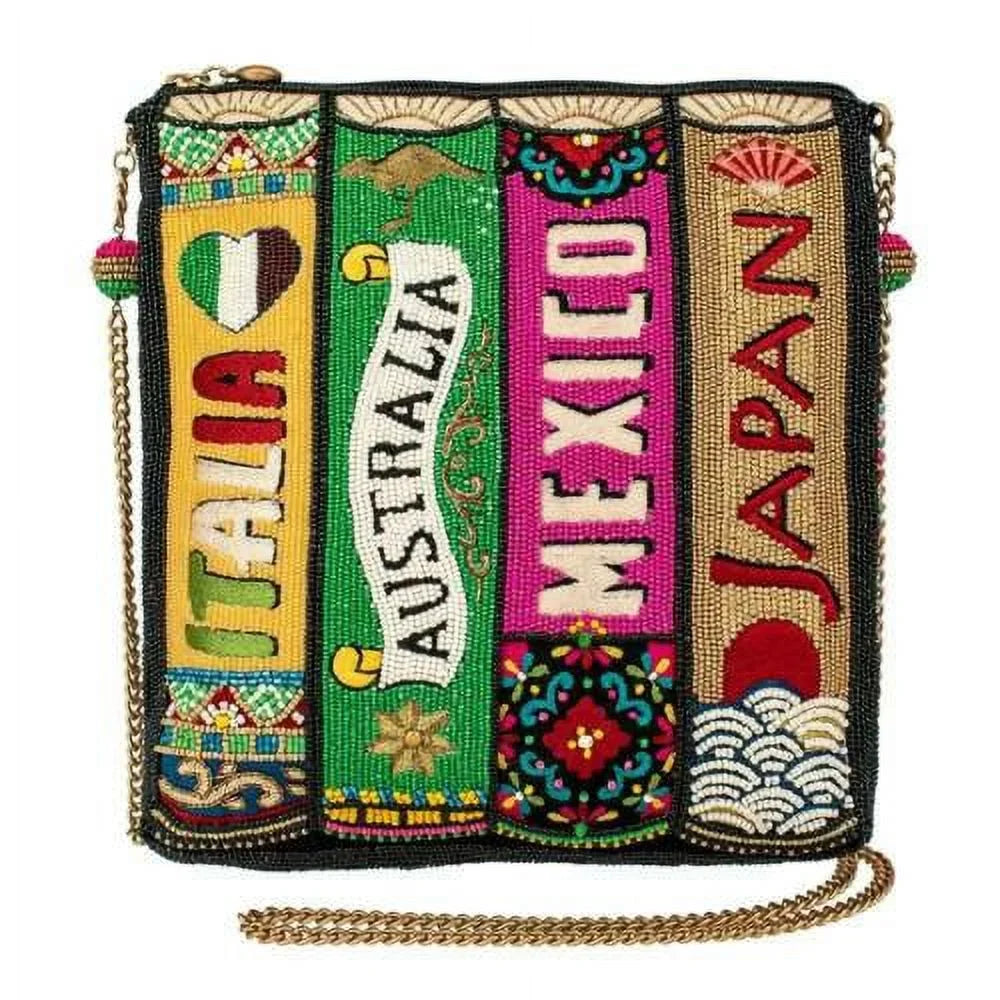 Traveled Spring Mary NEW Well BAG Black Frances Books Crossbody Beaded Handbag
