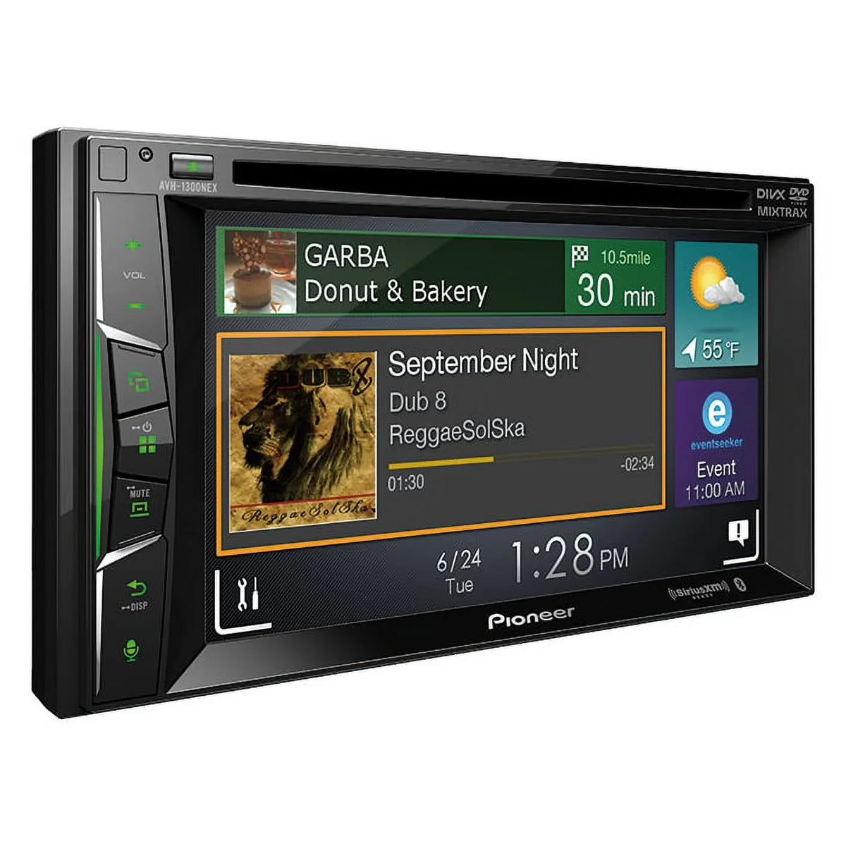 Ready CarPlay, Double-DIN SiriusXM NEX Pioneer FLAC DVD Audio and with Bluetooth, In-Dash Receiver 6.2" AVH-1300NEX