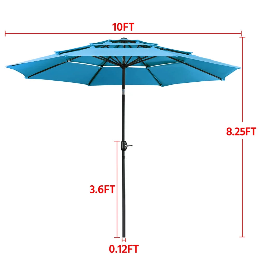 18'' Sky Umbrella 8 10ft Stand, 26.5 with exterior Base Ribs+ Blue Patio Sturdy lb Yaheetech