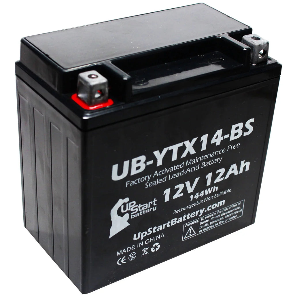 Battery UB-YTX14-BS CC - for Factory GS UpStart 5-Pack Battery Maintenance 800 12AH, 2010 Free, Activated, F800ST, 12V, Replacement Motorcycle