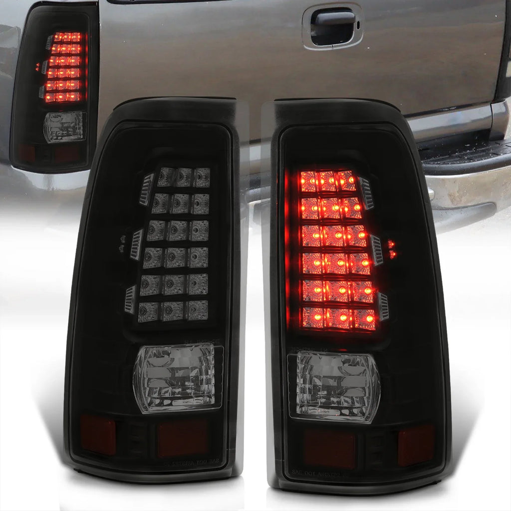 Lights Tail Silverado Compatible/Replacement Housing 1999 2001 Smoked Distributors Fleetside Pair GMC Signal Black 2006 2000 Lamps For Driving Sierra 2005 AJP Stop 2003 2002 Chevy Brake Lens 2004 LED