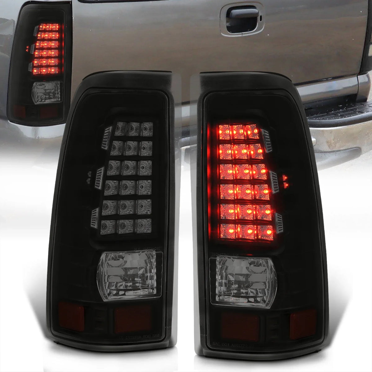 Lights Tail Silverado Compatible/Replacement Housing 1999 2001 Smoked Distributors Fleetside Pair GMC Signal Black 2006 2000 Lamps For Driving Sierra 2005 AJP Stop 2003 2002 Chevy Brake Lens 2004 LED