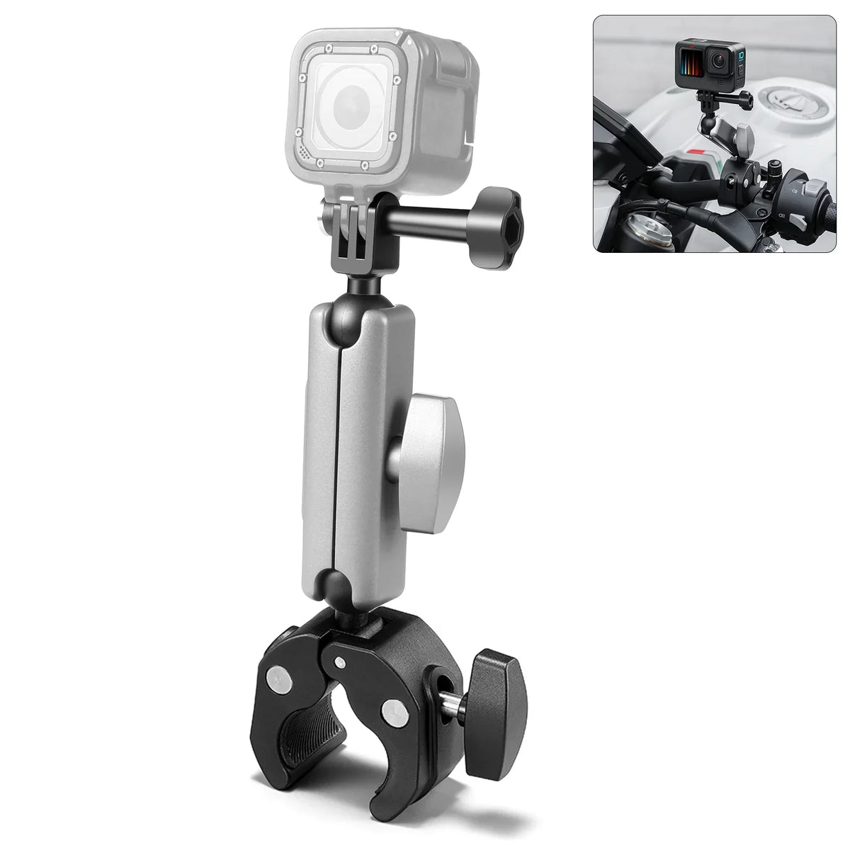Aluminum AKASO 11/10/9/8 Adapter, Head, PU867B Hero Rotatable Alloy Mount, Compatible Dual DJI PULUZ Handlebar Clamp Ball