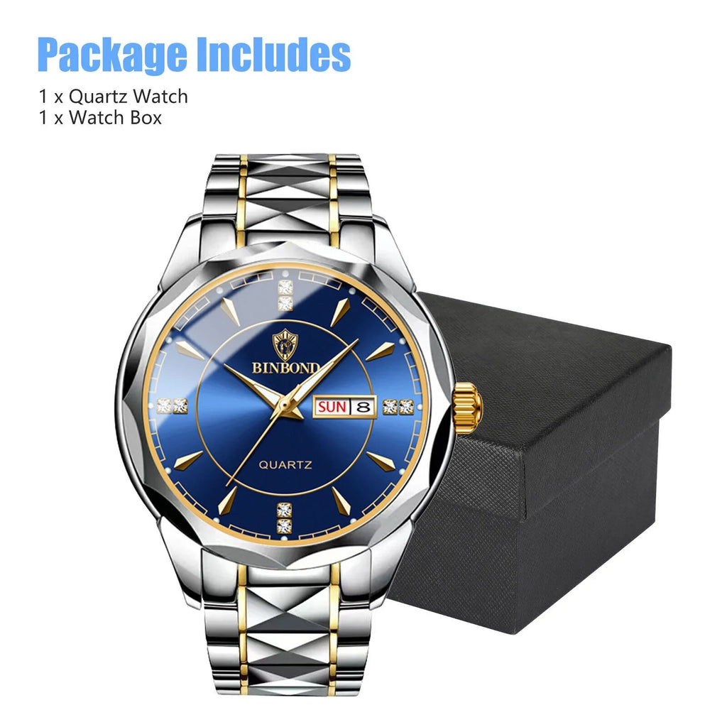 Steel Luxury Quartz Men's Stainless Classic Watch Luminous Waterproof Business