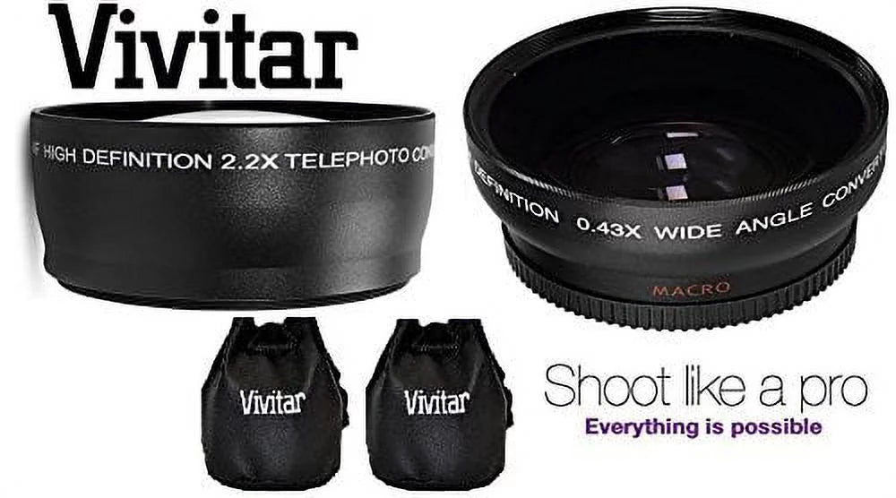 Lens Lens Panasonic Compatible) Set (58mm For Angle dimension & Wide Lumix 2-Pc Telephoto Kit DMC-G7H Hi-Def