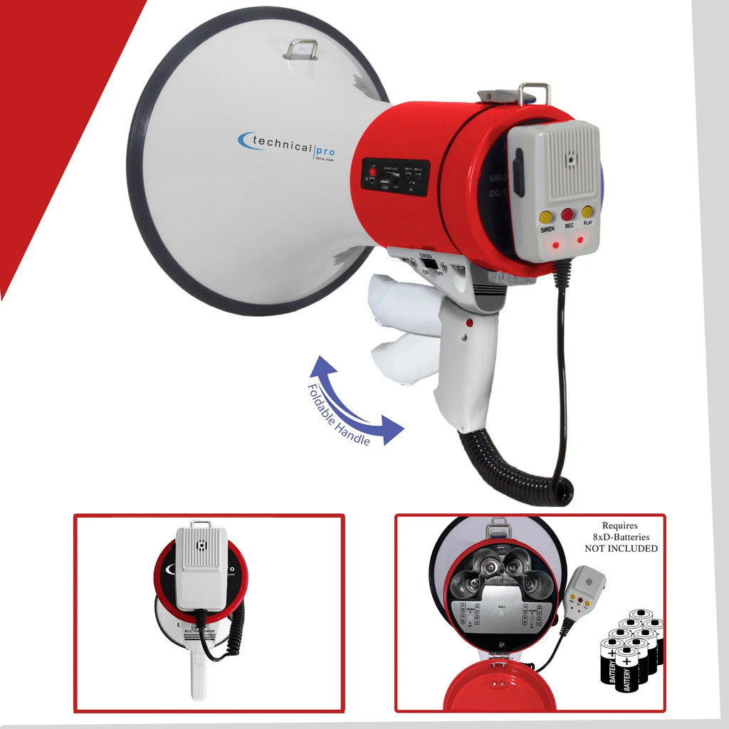 Portable w/Detachable Microphone, Speaker Megaphone Bullhorn - Siren And Lightweight Pro Strap Cheer Technical Police - Professional Detachable Voice 75-Watt Red Bullhorn leading for exterior PA
