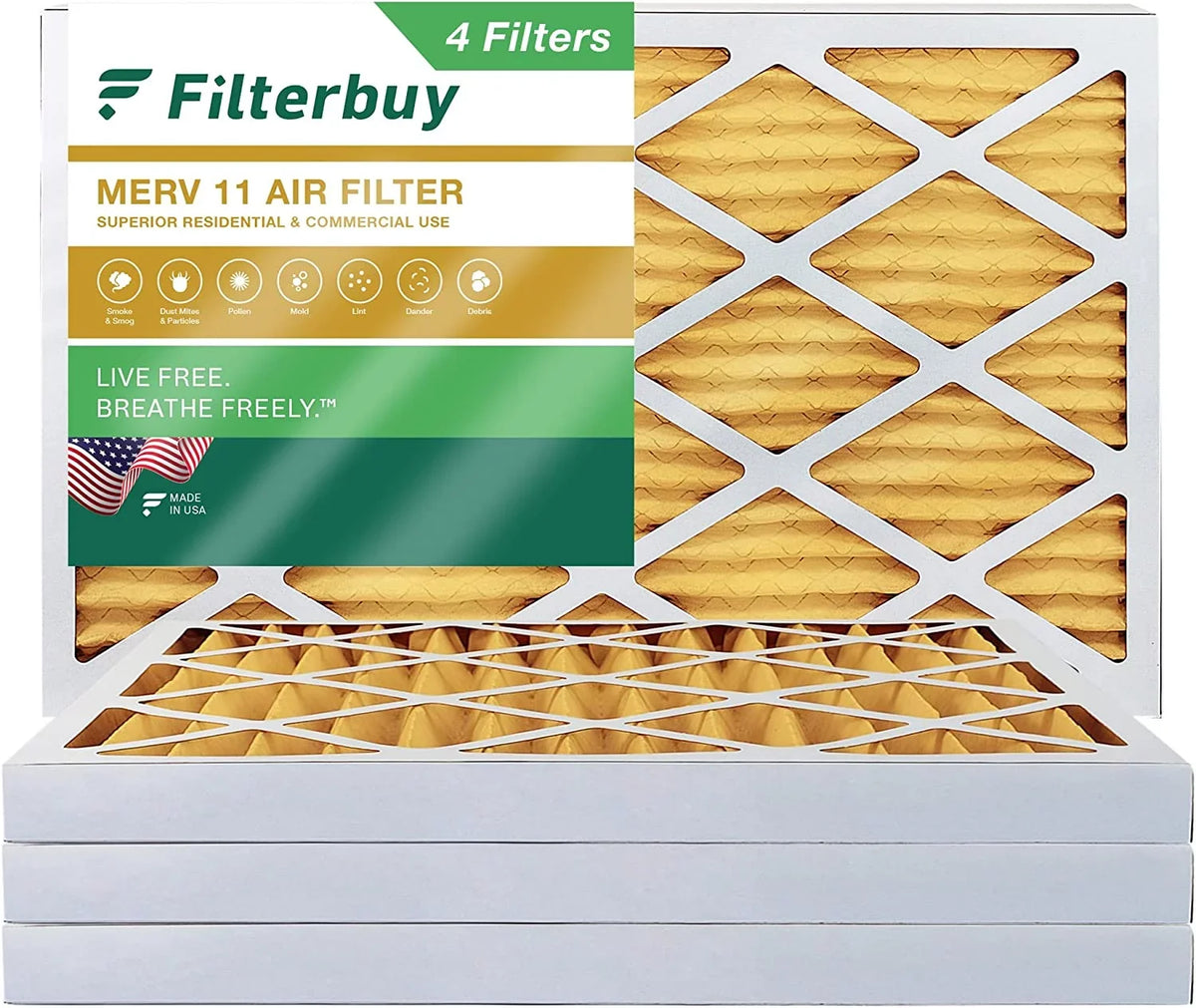 MERV Pleated Filters Air 11 (4-Pack) Furnace AC Filterbuy HVAC 16x36x2