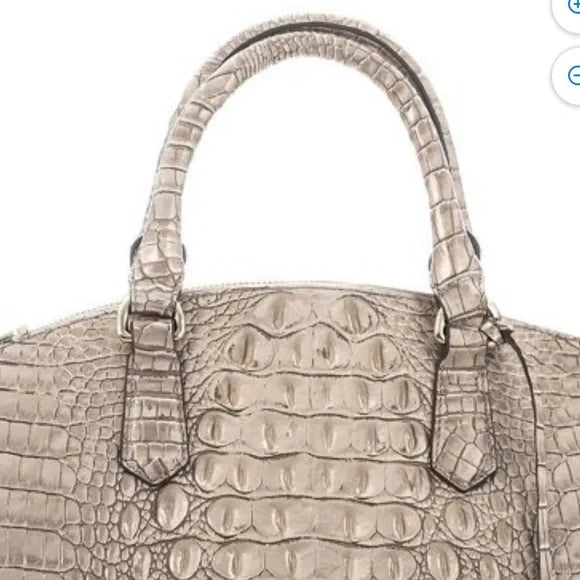 Duxbury Cane Sugar Large Satchel Silver/Metallic Brahmin