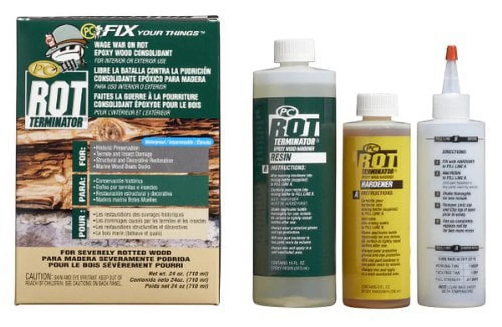 PC Amber Products Two-Part in Hardener, PC-Rot Terminator Bottles, Epoxy Wood 24oz 240618 Two