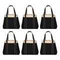 6 Donna Tone, Everyday Two Use Gusset, - Tote - Polyester Wide Set Reinforced Black Straps, Bags