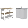 Square Home Island Utility with Wood and Set Kitchen 2-Piece Sink