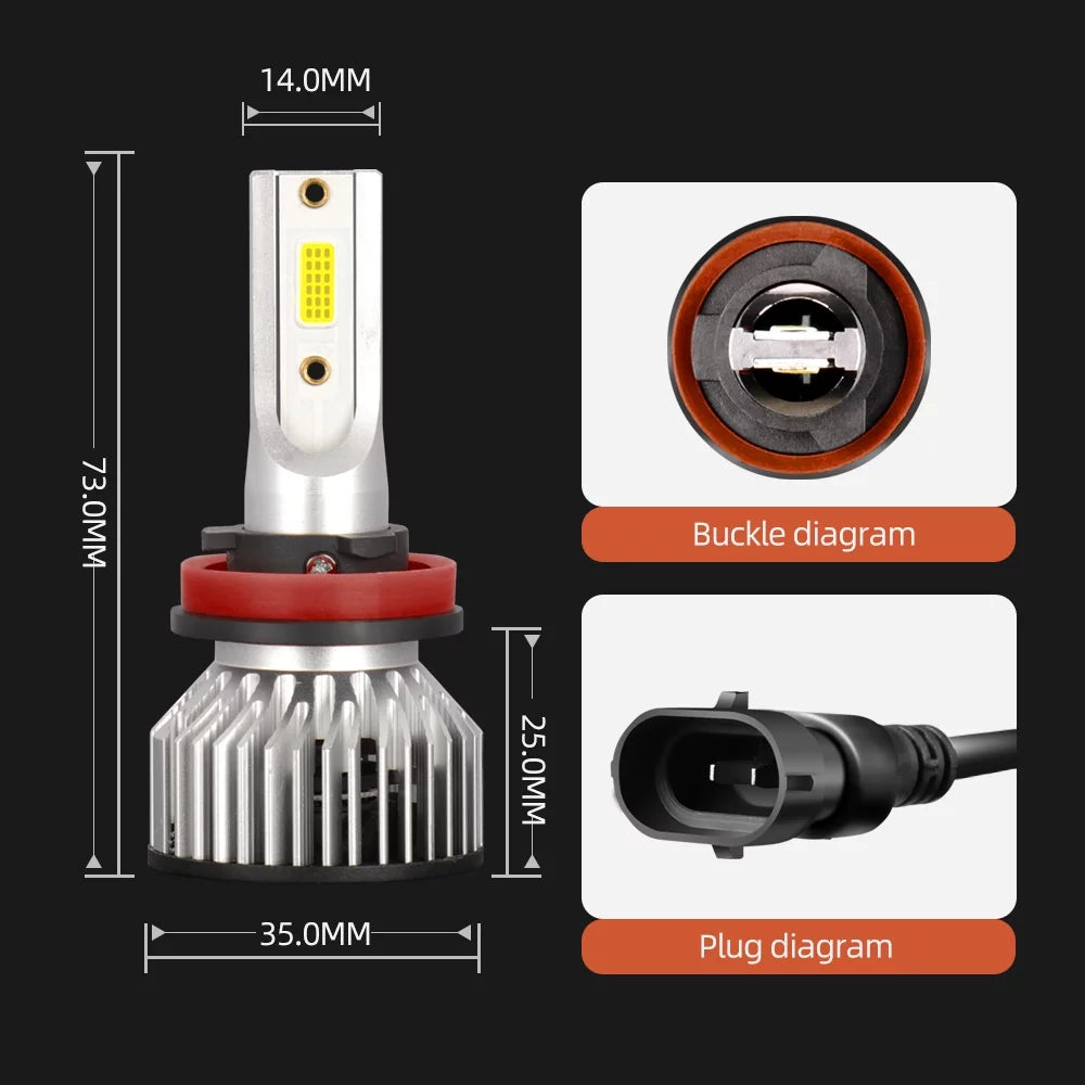 For White 9005+H11 2019-2022 Ram Bulbs LED Front Beam 1500 Low High Headlight