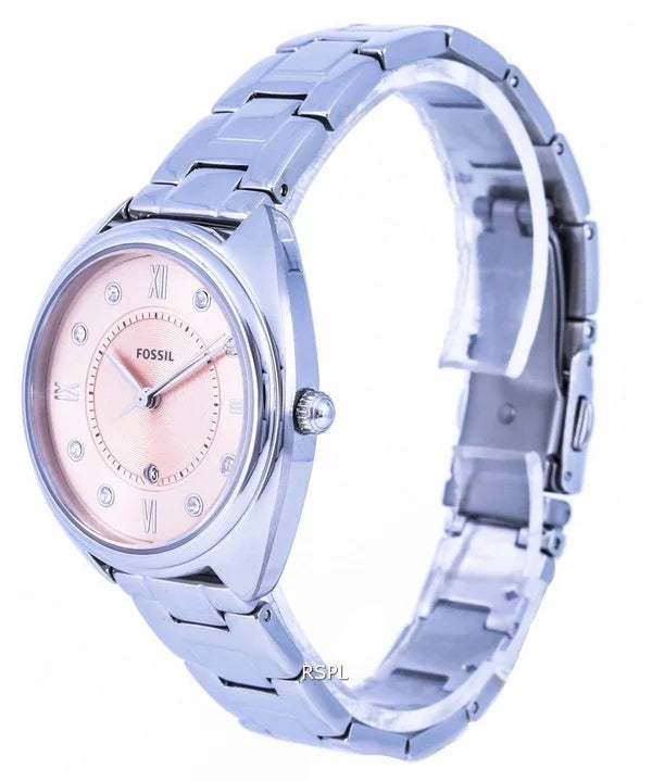 Black Crystal Quartz Womens Rose Watch, Fossil Gabby Gold Dial Tone Accents