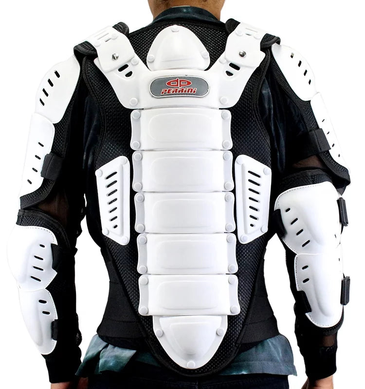 Body Spine -4XL Protection Perrini CE Armor Approved White Jacket Full Motorcycle