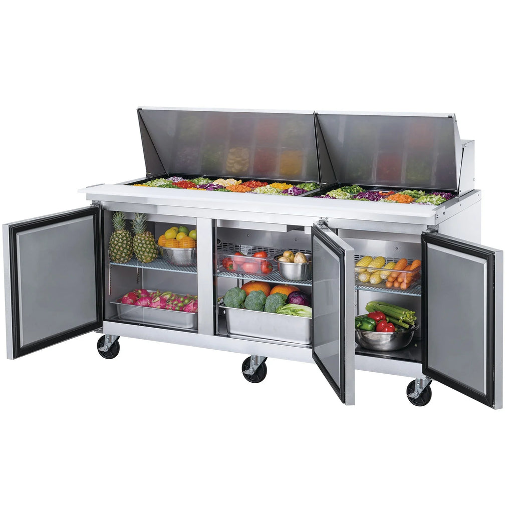 Sandwich Prep cu. in. Three Top 72 Commercial Table Refrigerator Door/Mega ft. 17.58