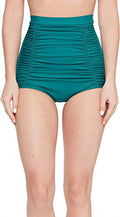 Vintage Waist Unique Bottom, Ruched Monroe Green, Bikini Emerald Women's High S