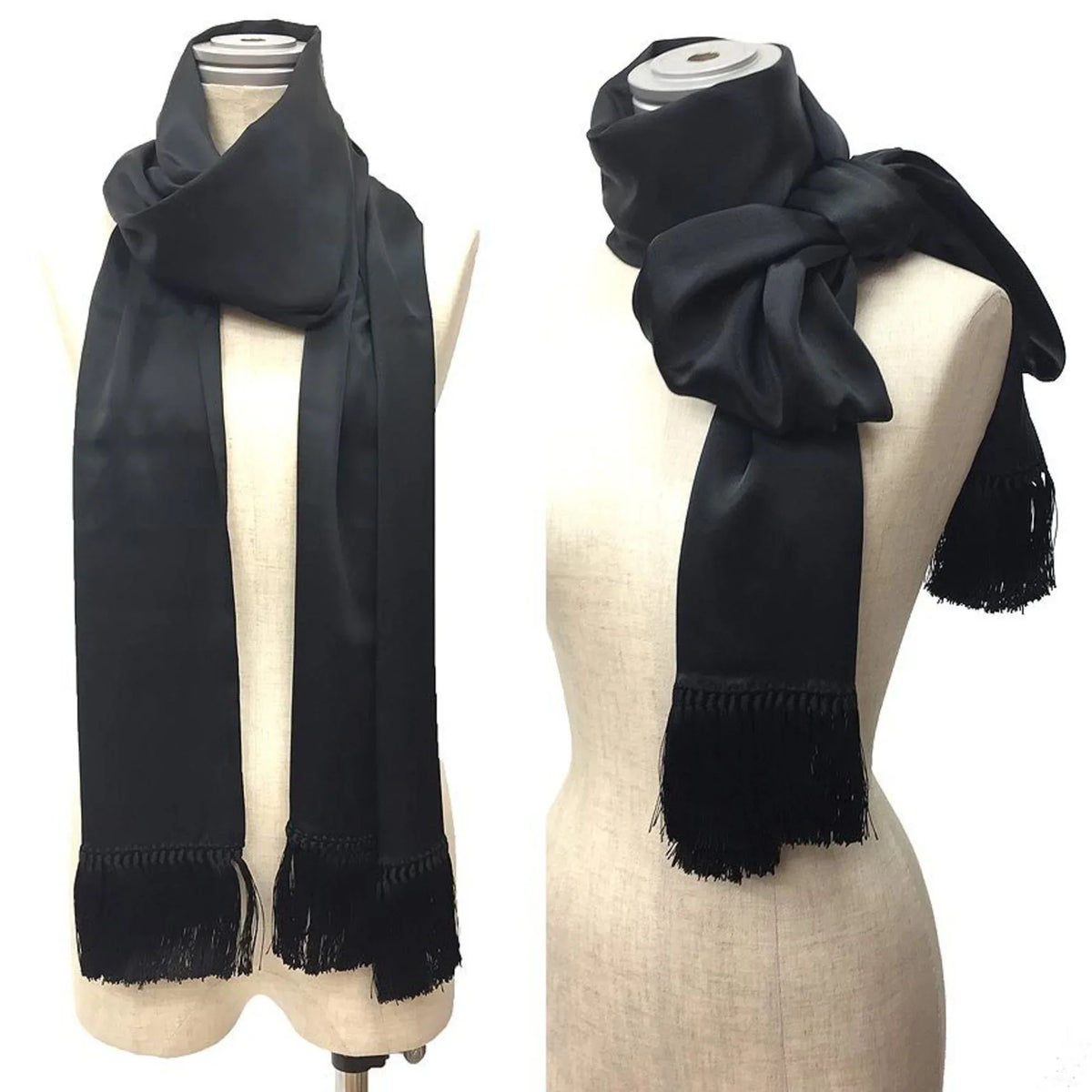 Black Celine Long Pre-Owned aq9190 Silk Scarf CELINE Stole (Good) Muffler