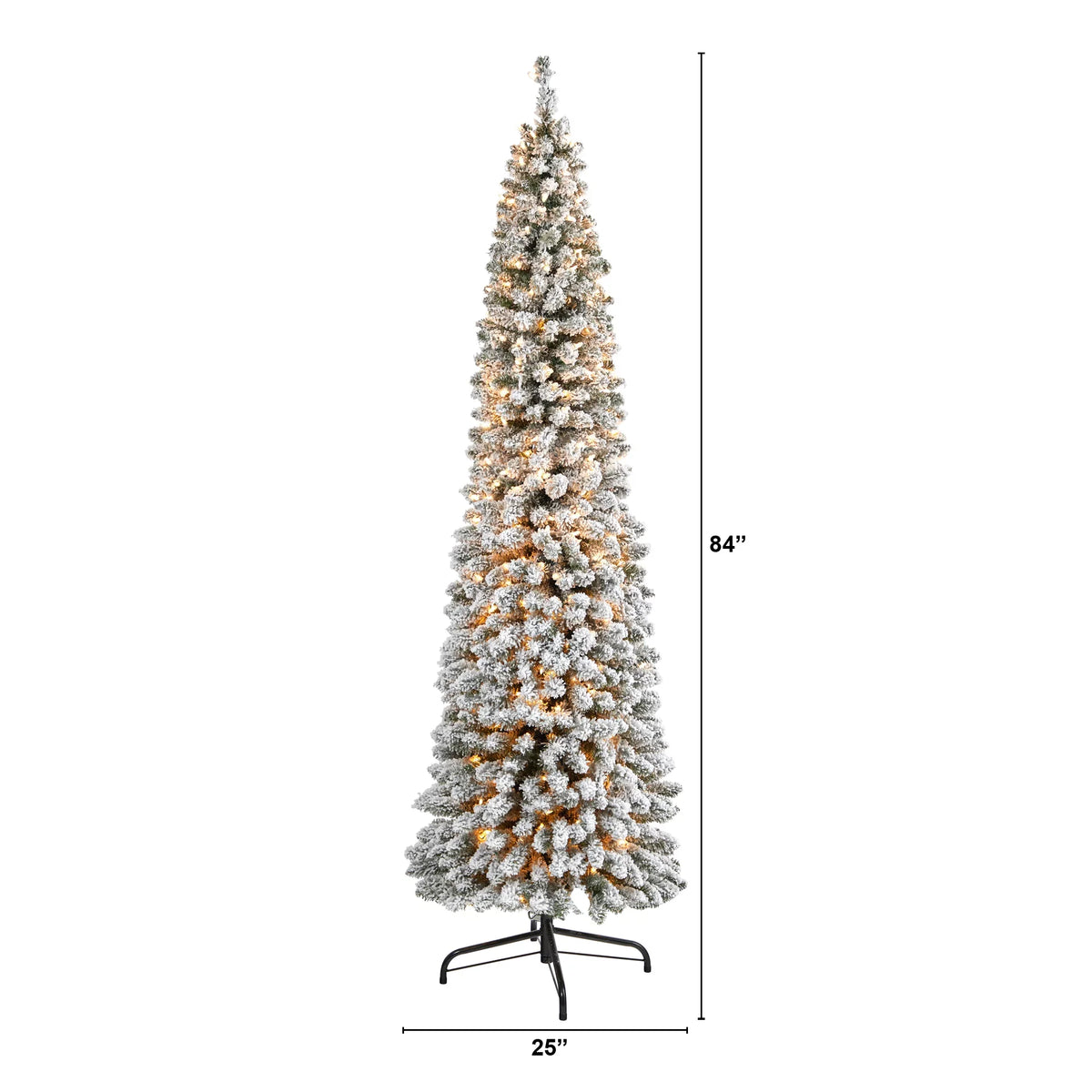 White 400 Nearly Clear 7' Natural Lights Pencil Christmas Prelit Artificial Flocked Tree