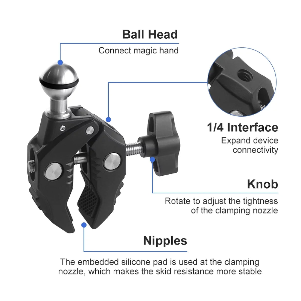 Compatible Camera Mount AKASO DJI Clamp Handlebar ammoon Adapter Mounts Mount