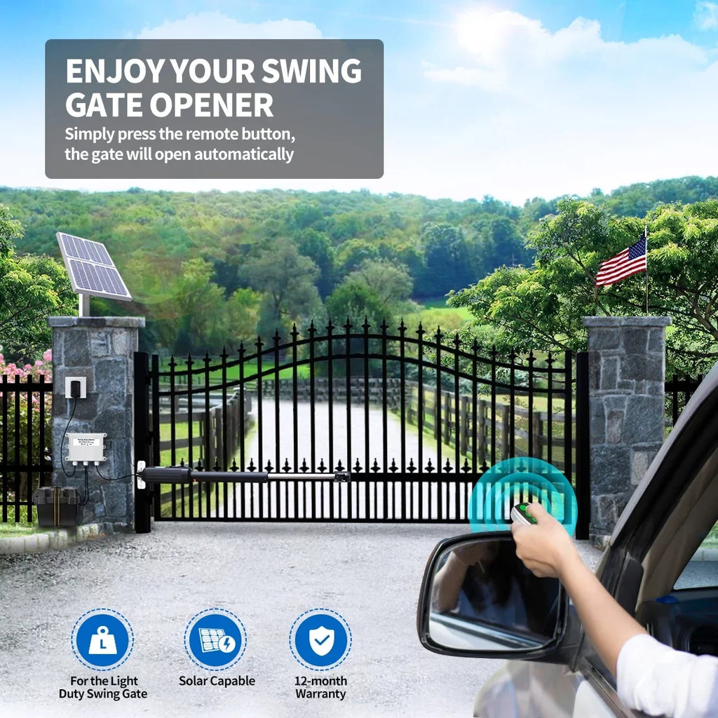 Operator Swing Compatible Remote Up TOPENS Gate Gate Opener Gate to Motor Automatic for Kit Single 16ft, Duty Battery Control with Solar Swing Single A5S Powered Medium Gates
