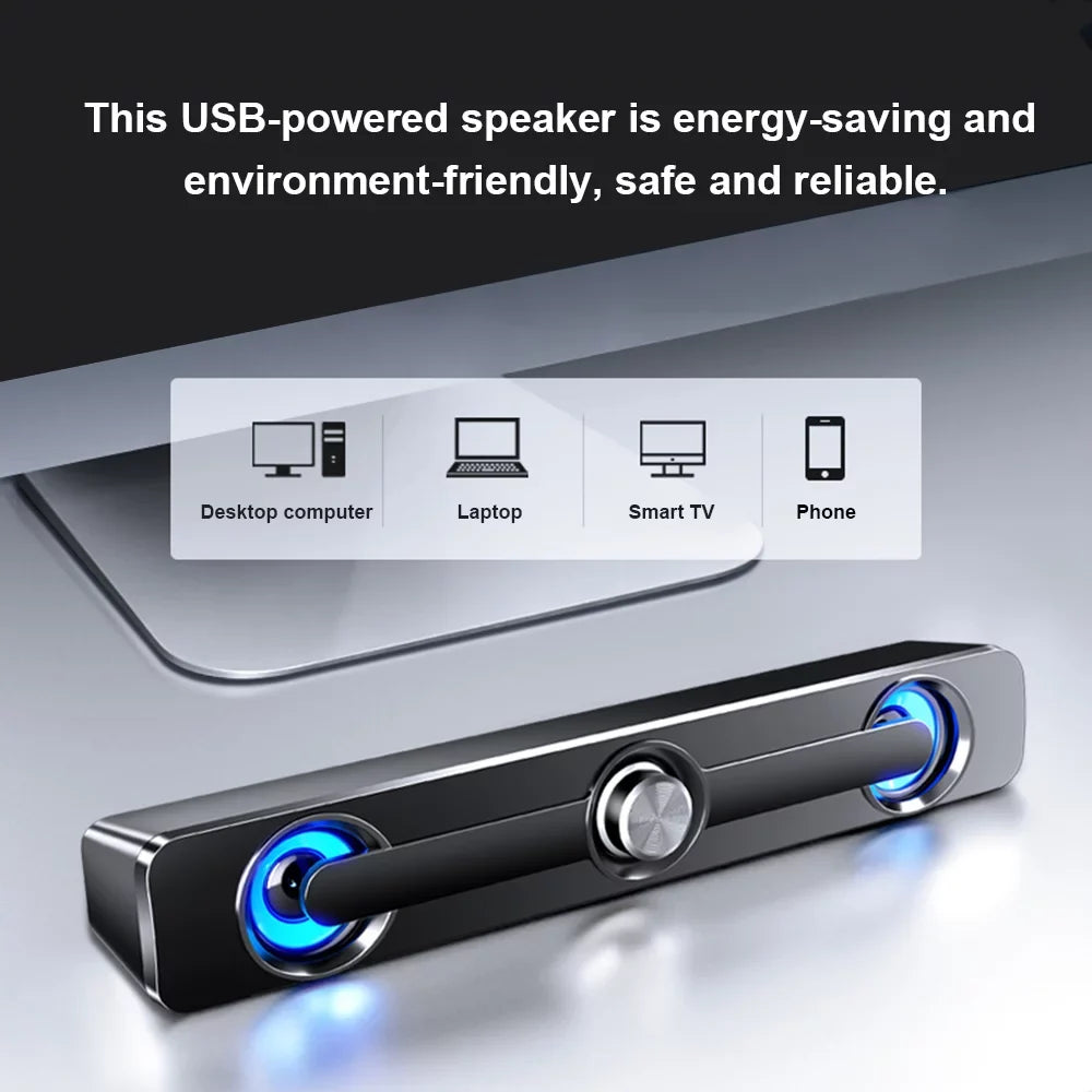 Speaker Bass Tablet Surround Box Laptop MP3 PC Stereo Bar Subwoofer Sound Speaker, for Wired Phone V-111 USB Wired Speaker MP4 Powerful Computer