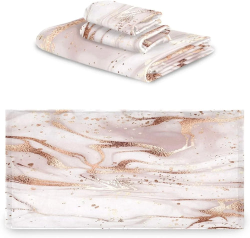 & Bath 3 Decor, Rose Home Piece Marble Set Towel for Bath Hotel Abstract GZHJMY Set Soft Comfortable Towels Gold Towels Absorbent
