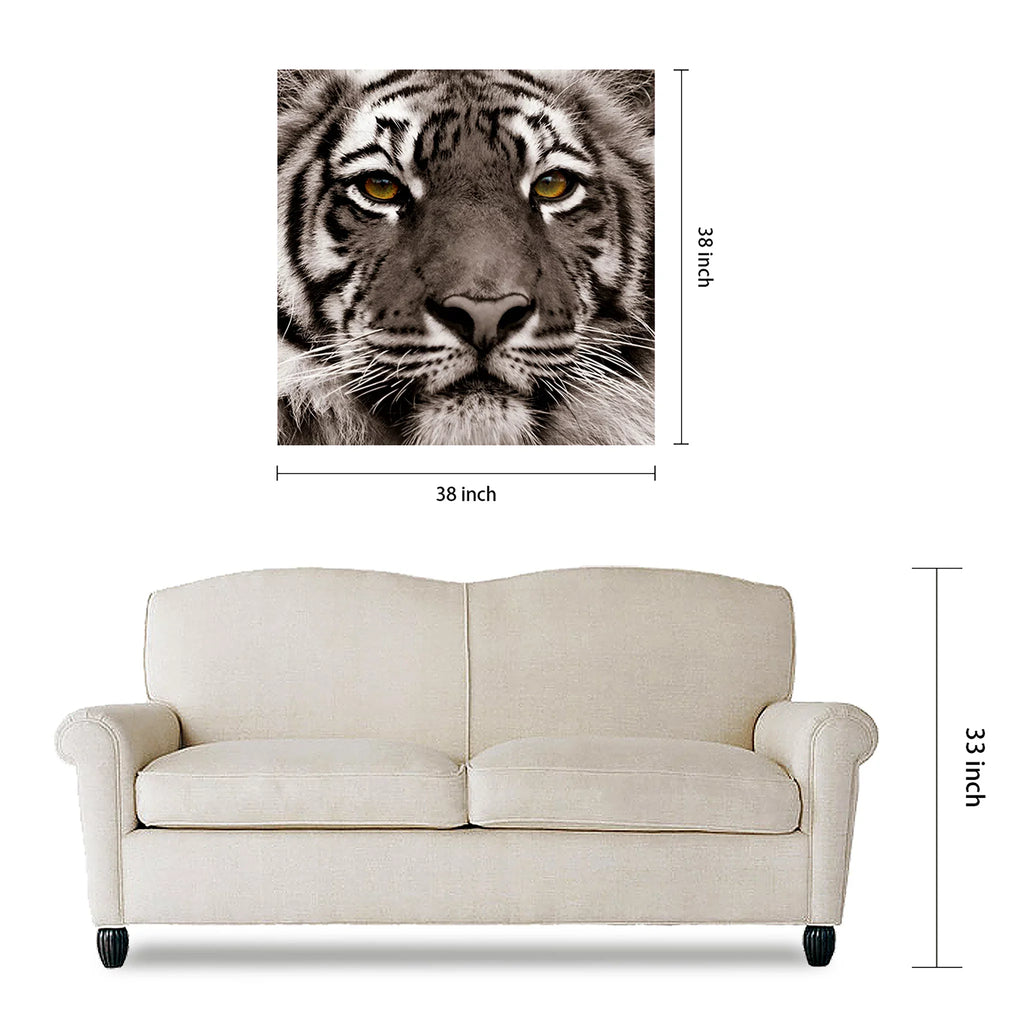 Direct Art, Hang Frameless Floating x Free Wall to Empire of 38" Panel 0.2", Ready 38" Tempered Glass Graphic Eye the Tiger x Art