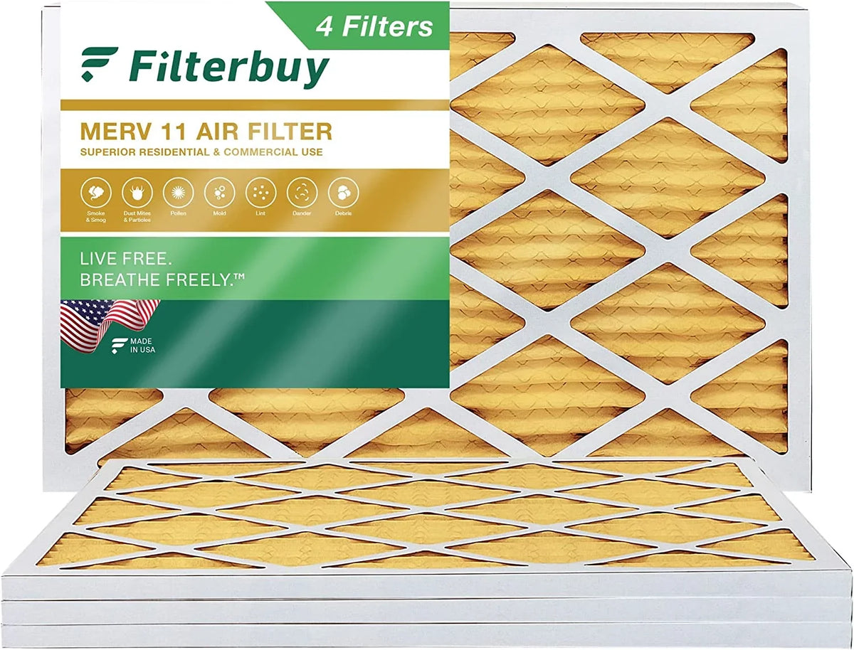 (4-Pack) Pleated 11 MERV Filters HVAC AC Filterbuy 14x36x1 Air Furnace